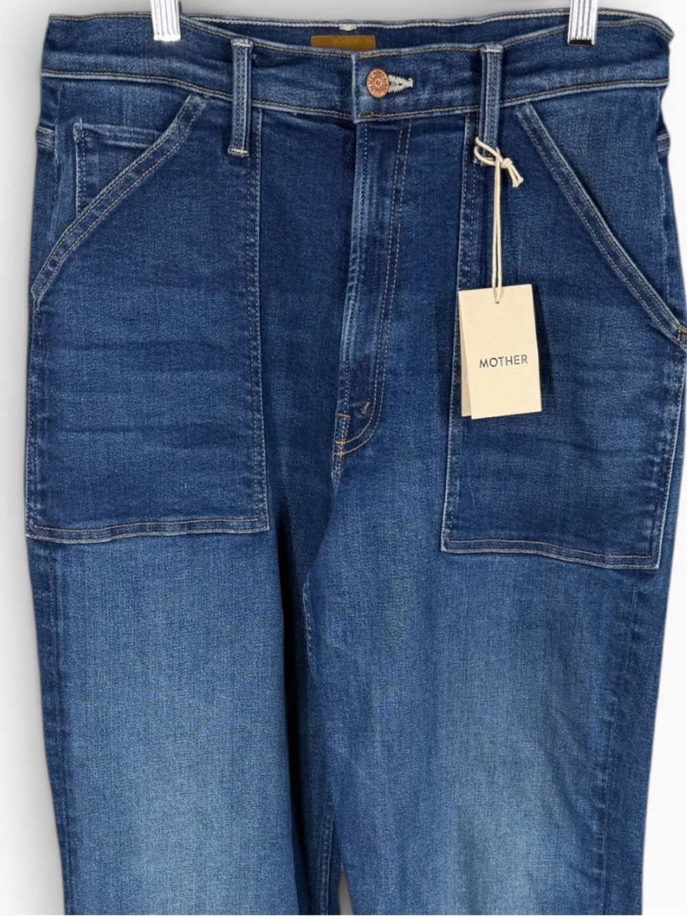 MOTHER Patch Maven Heel Wide Leg Jean 31 NWT Coastal Colors Faded Stretch Denim - Picture 8 of 16
